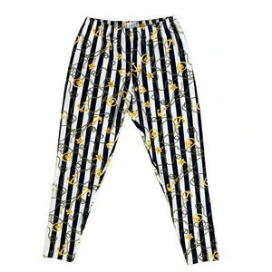 IZOD Vtg 80's Blue White Stripe w/ Yellow Nautical Theme Pants sz L Stretch USA